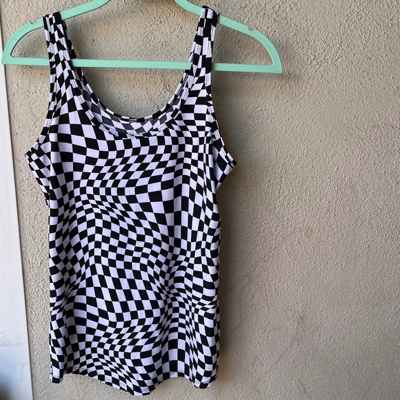 black and white stripe fitted tank top Small Medium - Picture 1 of 3